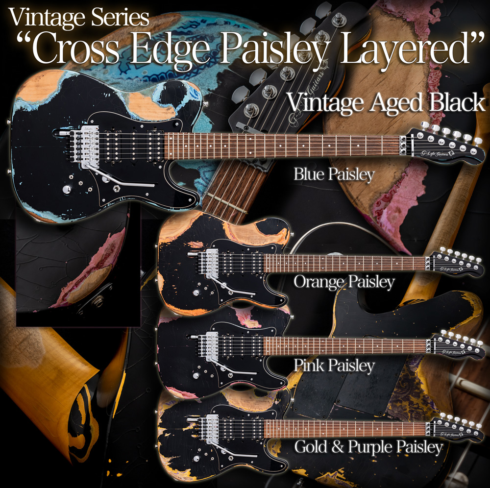 G-Life GuitarsVintage Series “Cross Edge Paisley Layered” / Vintage Aged Black Orange Paisley