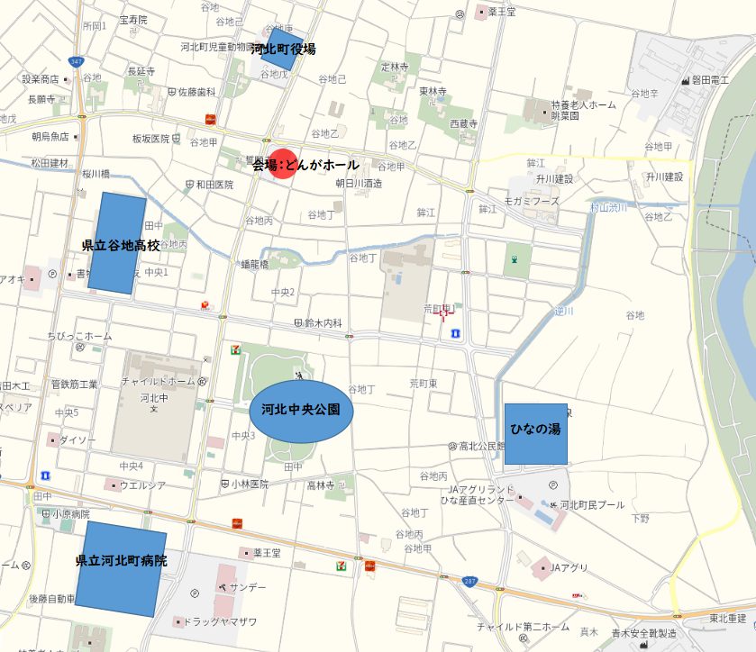河北町どんがホール会場MAP