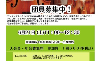 【弦楽器】弦楽アンサンブルサークル参加者募集！　
