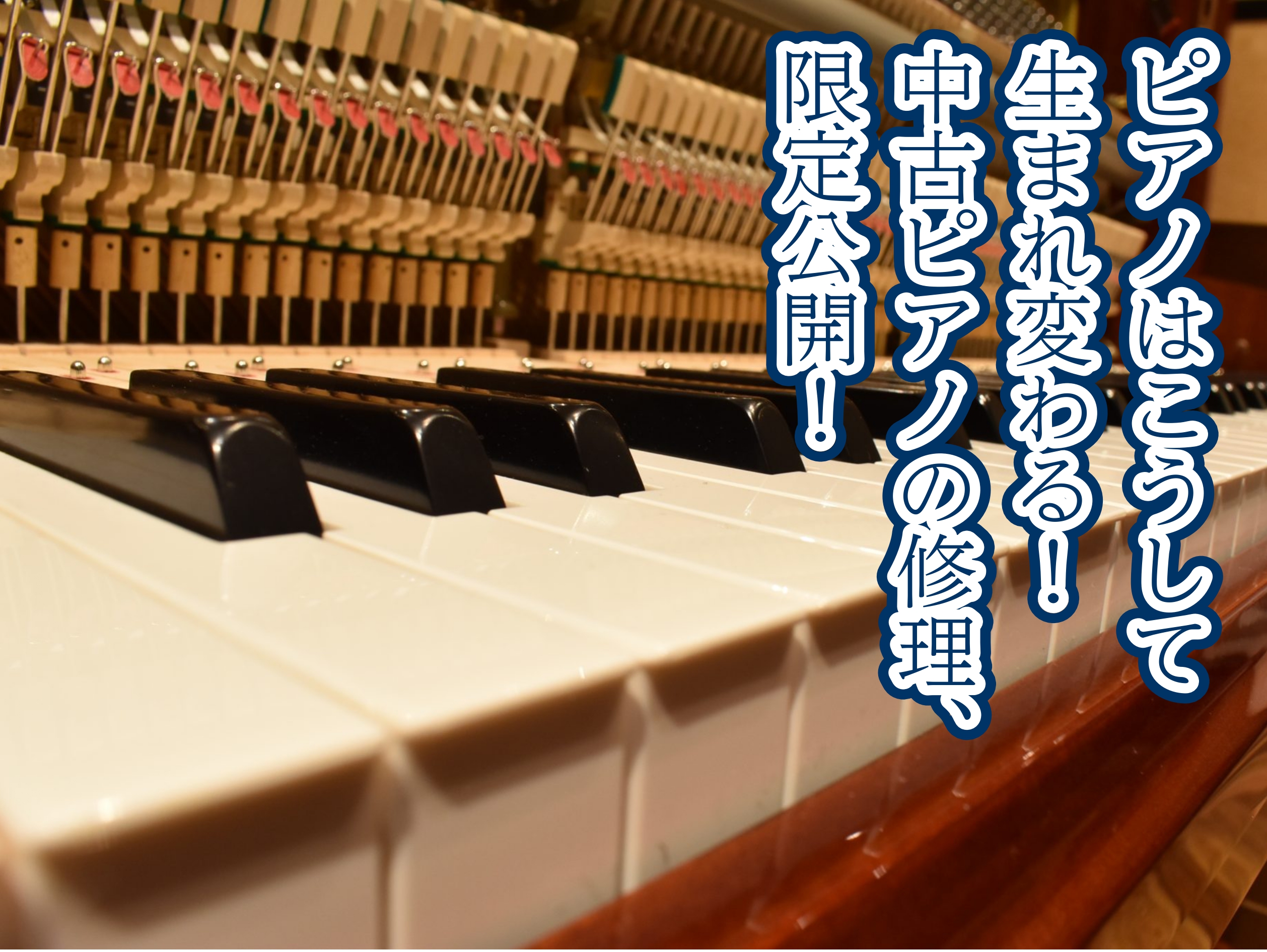 ホームページをご覧の皆さん、こんにちは！当店でお取り扱いのある中古ピアノは、全て、島村楽器ピアノセレクションセンターで修理・調整を行っています。その修理・調整のビフォー・アフターを少しだけ公開しちゃいます！ CONTENTS内部アクション調整ハンマーフェルト調整弦交換チューニングピン調整続きはこちら […]