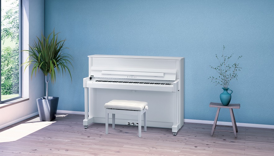 【アップライトピアノ新製品】KAWAI　K114SX スノーホワイト艶出し仕上げが登場！
