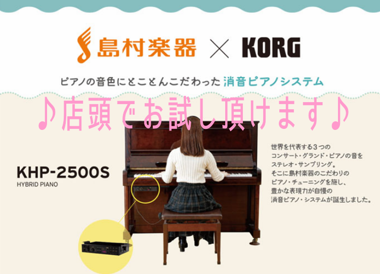 ***店頭でお試し頂けます♪ お持ちのピアノに後付けできる「ピアノ消音ユニット」から、コルグ×島村楽器コラボレーションモデルKHP-2500Sが新発売致しました！KHP-2500をベースに、ピアノを弾かれる方のご意見を反映してカスタマイズ！昼夜を問わずピアノの演奏をお楽しみいただけます。 *コルグ消 […]