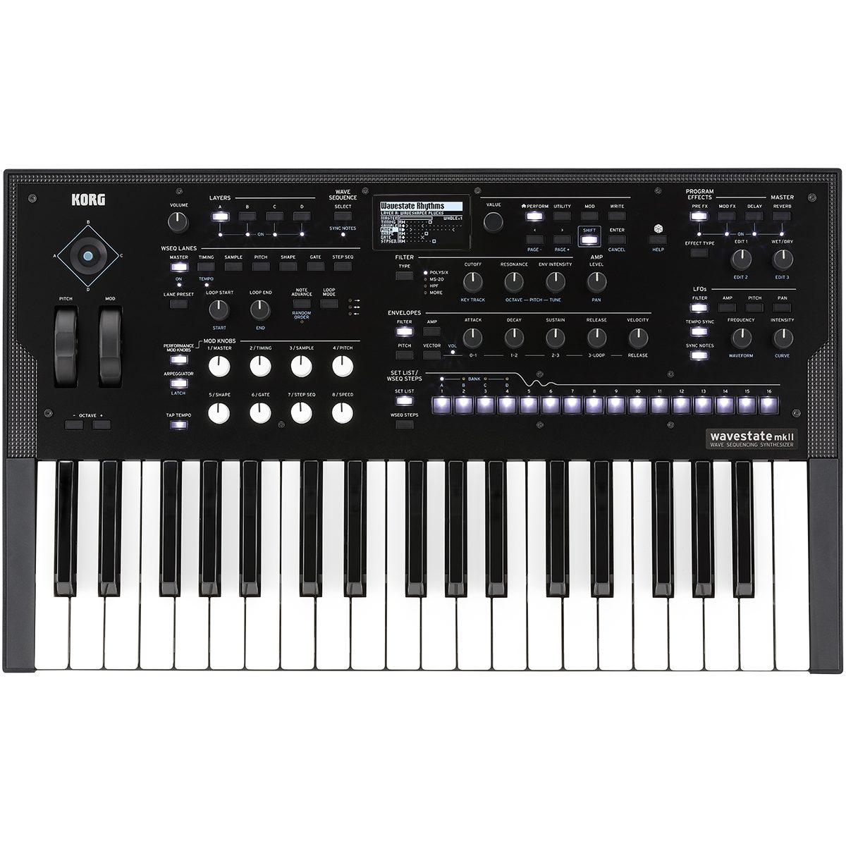 【wavestate mkⅡ】

進化したウェーブ・シーケンシング2.0を搭載したシンセ。
同時発音数の増加で表現の幅も広がりました。