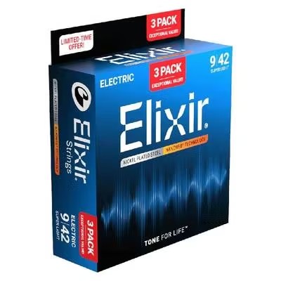 数量限定】ギター弦,Elixirから2セットの価格で3セット手に入る