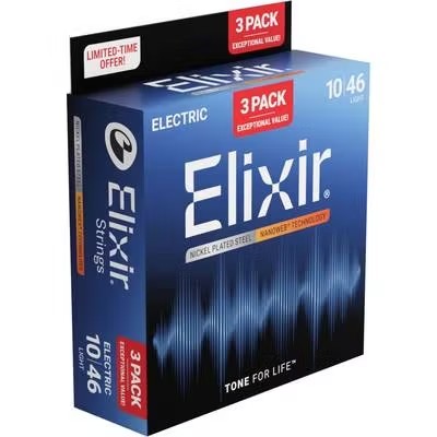 数量限定】ギター弦,Elixirから2セットの価格で3セット手に入る