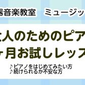 1ヶ月お試しレッスン【大人のためのピアノ教室】三郷・吉川・流山市