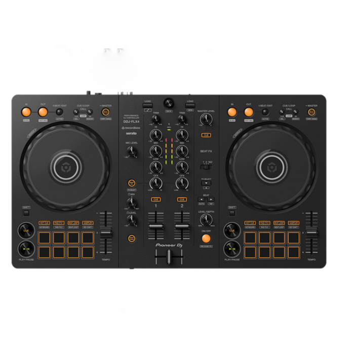 Pioneer DJ DDJ-FLX4
Rekordboxをはじめ、幅広いアプリに対応可能な定番DJコントローラー