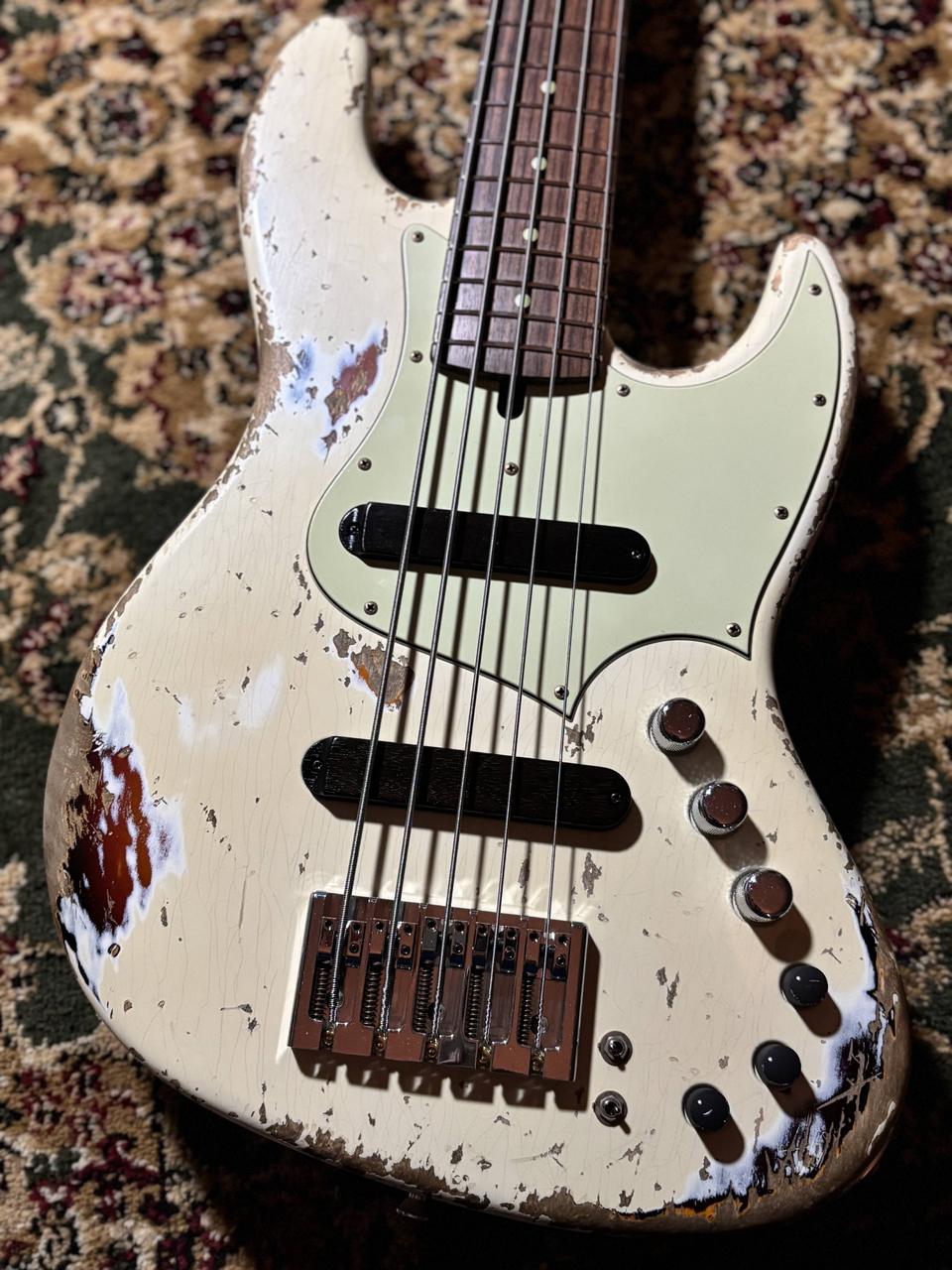 XoticXJ-1T/5st Vintage White over 3Tone Burst Heavy Aged/Lacquer