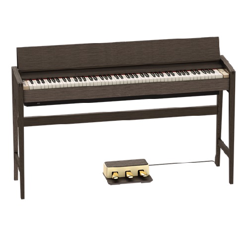 【KF-25】
販売価格　￥495,000(税込)
※島村楽器専売モデル

カリモク家具×Roland コラボレーションモデル。国内家具トップメーカー、カリモク家具のデザイナーによってデザインされた天然木ならではの質感や、直線基調の端正なデザインと、上質感漂う「スモークドオーク色」が魅力のモデル。
ピアノとしても前モデルよりもグレードアップしており、見た目・スペックとも満足できる1台となっております。