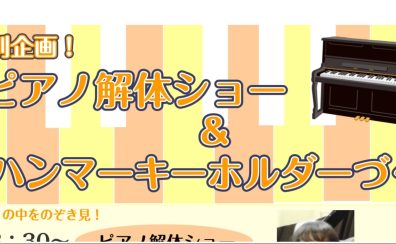 【イベント情報】調律師によるピアノ解体ショー& ハンマーアクセサリーづくりイベント開催します!