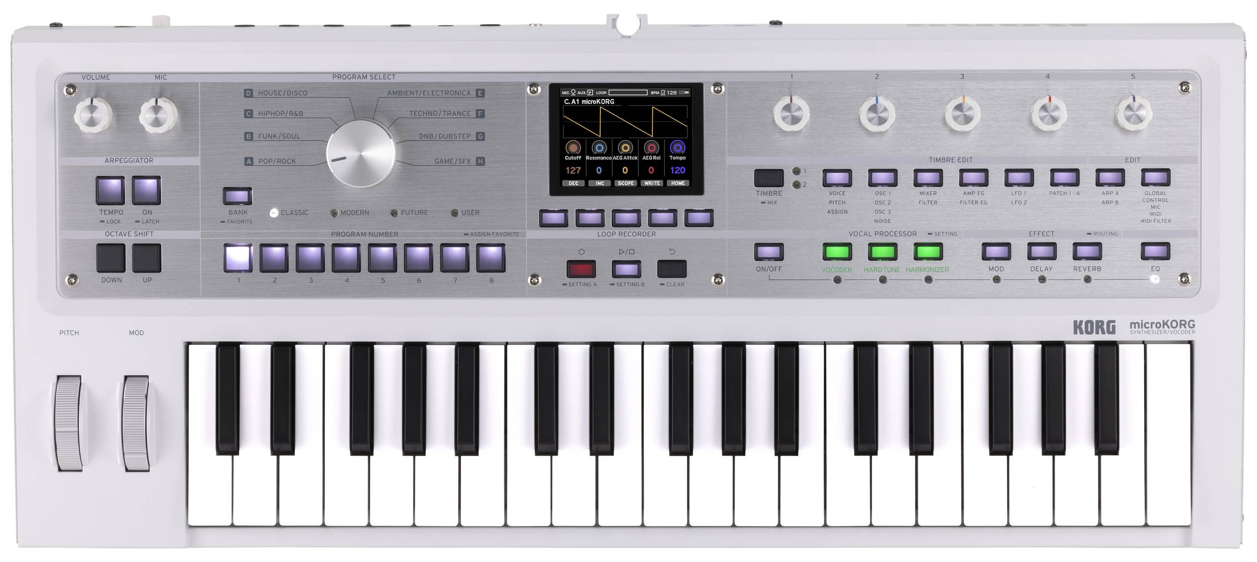 シンセサイザーmicroKORG2 MWH (パールホワイト)