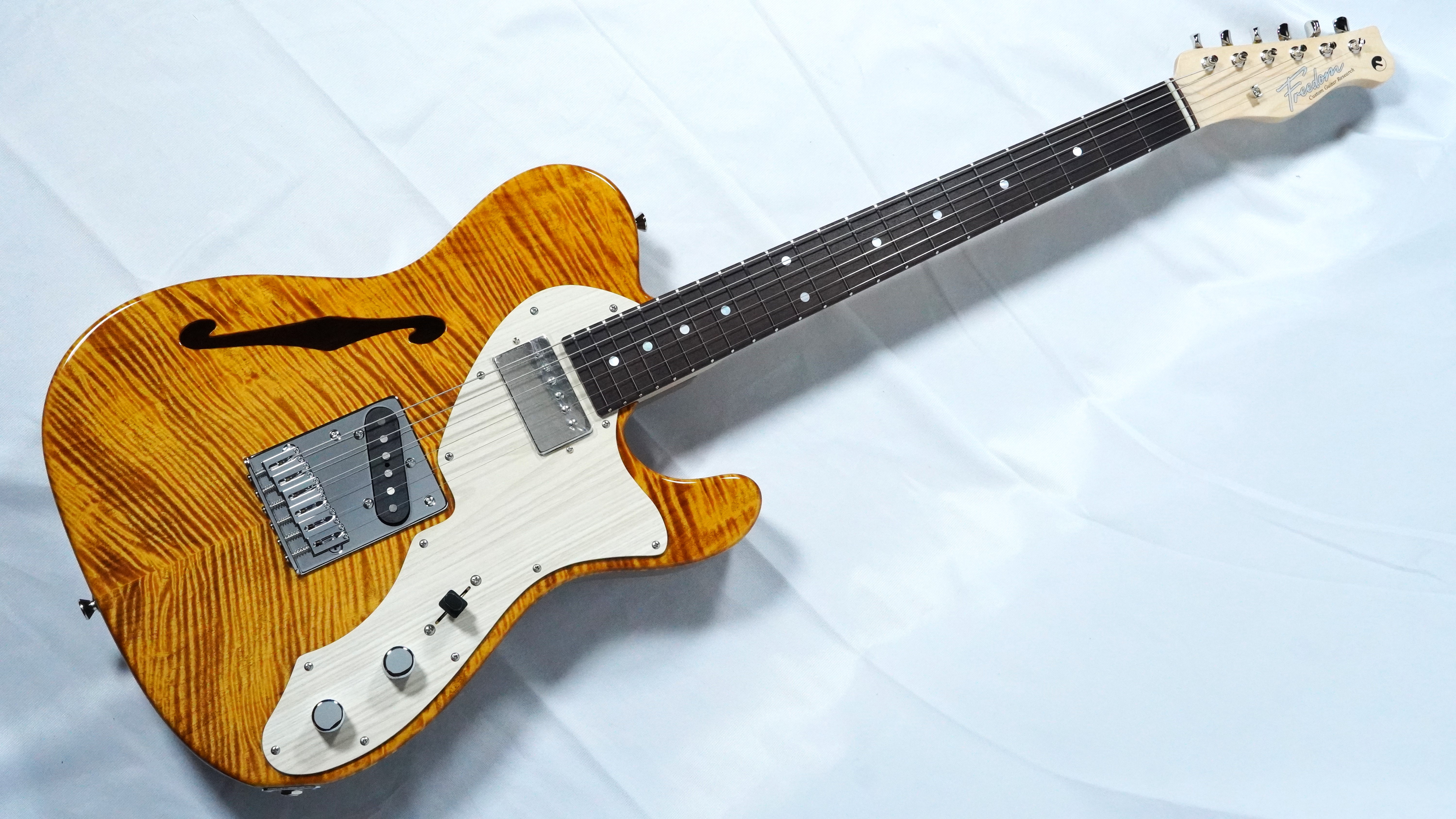 エレキギターO.S.Retro TE-TL HollowⅡ FT ”Figured Tochi Top” / 晩秋 with Wood Pattern PG