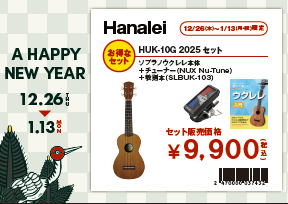 ウクレレ福袋4点セットHanalei HUK-10Gウクレレ4点セット