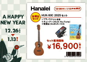 ウクレレ 福袋4点セットHanalei HUK-80Cウクレレ4点セット
