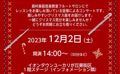家族みんなで楽しもう！フルートアンサンブルのクリスマスコンサート開催します♪