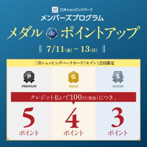【三井ショッピングパークカード《セゾン》限定】メダルdeポイントアップ開催！お得に楽器を購入しましょう！