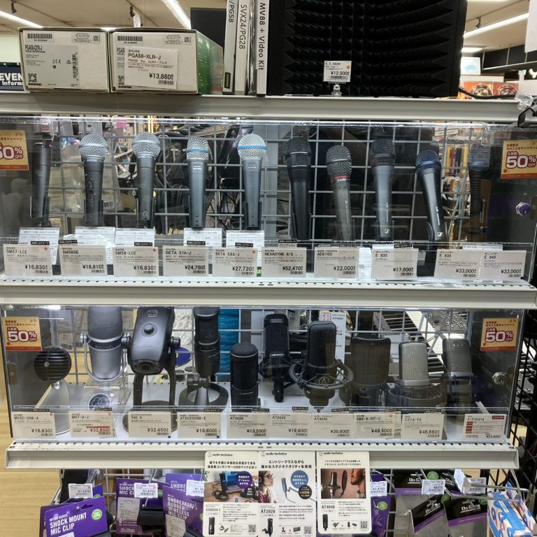 【島村楽器鈴鹿店】マイク・スピーカー展示ラインナップ