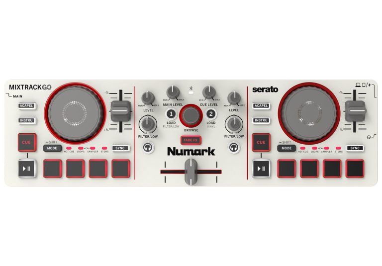 Numark MixTrack Go | Bluetooth MIDI対応、スマートフォンやタブレットからワイヤレスにDJプレイできるコンパクトな2デッキDJコントローラー